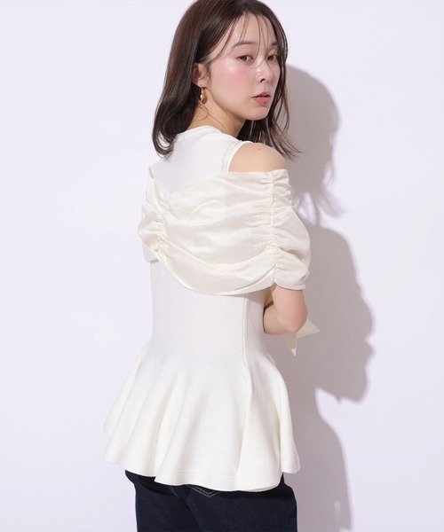 Mystrada(マイストラーダ)の「リボンオフショルドッキングニット(ニット/セーター・レディース・オフホワイト/ブラック/ライトグレー・38)」の10枚目の写真