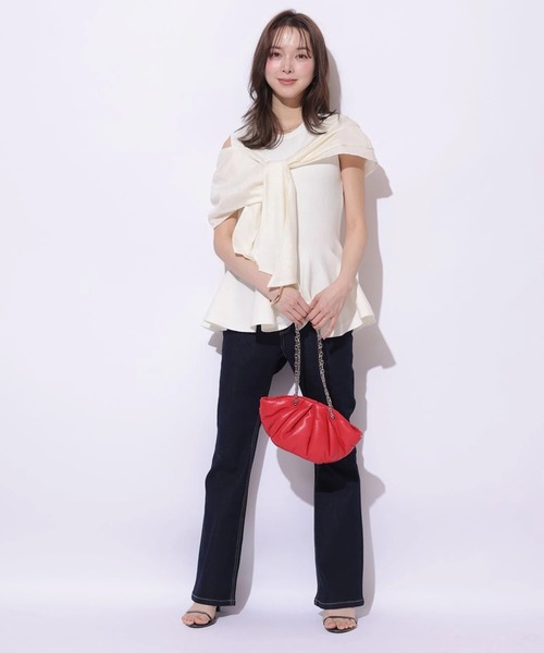Mystrada(マイストラーダ)の「リボンオフショルドッキングニット(ニット/セーター・レディース・オフホワイト/ブラック/ライトグレー・38)」の13枚目の写真