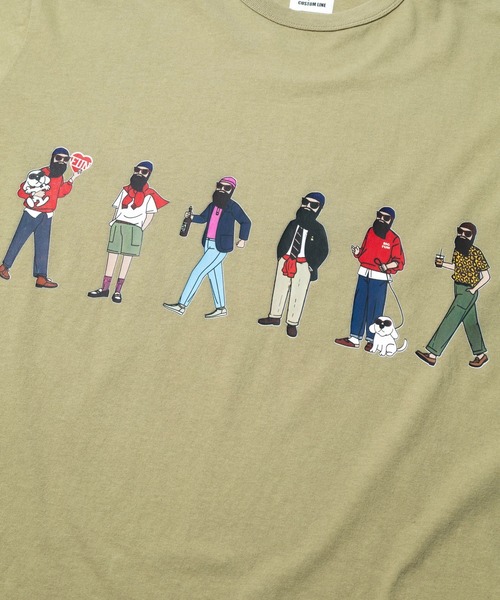 go slow caravan(ゴースローキャラバン)の「modem design/モデムデザイン USATee -色々おじさん-(Tシャツ/カットソー・メンズ・オリーブ/ナチュラル・LARGE/X-LARGE/MEDIUM)」の4枚目の写真