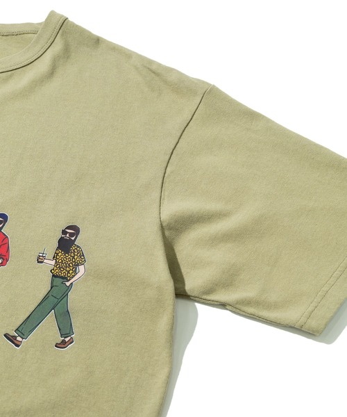 go slow caravan(ゴースローキャラバン)の「modem design/モデムデザイン USATee -色々おじさん-(Tシャツ/カットソー・メンズ・オリーブ/ナチュラル・LARGE/X-LARGE/MEDIUM)」の5枚目の写真