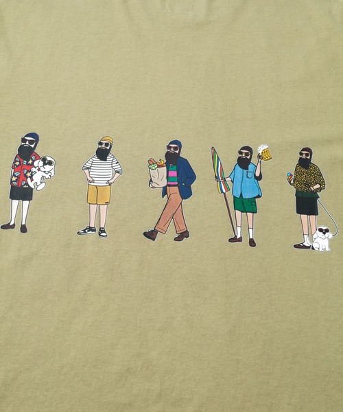 go slow caravan(ゴースローキャラバン)の「modem design/モデムデザイン USATee -色々おじさん-(Tシャツ/カットソー・メンズ・オリーブ/ナチュラル・LARGE/X-LARGE/MEDIUM)」の10枚目の写真