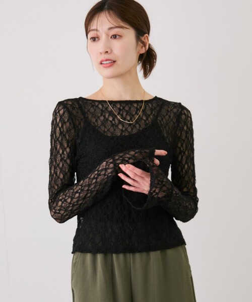 Jayro(ジャイロ)の「ストレッチレース袖フリルプルオーバー(Tシャツ/カットソー・レディース・ブラック/ホワイト/ホワイト系その他2/ブルー系その他4・M)」の5枚目の写真