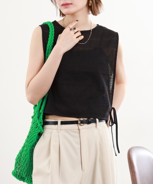 FUNALIVE(ファンアライブ)の「総刺繍ショートベスト(ベスト・レディース・アイボリー/ブラック/クリーム・M-L)」の15枚目の写真