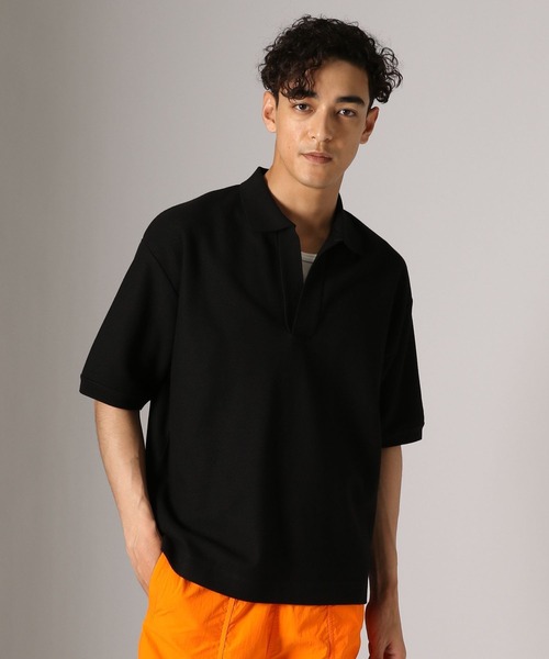 BAYFLOW(ベイフロー)の「スキッパーポロシャツ(Tシャツ/カットソー・メンズ・アイボリー/ブラック・LARGE/MEDIUM)」の2枚目の写真