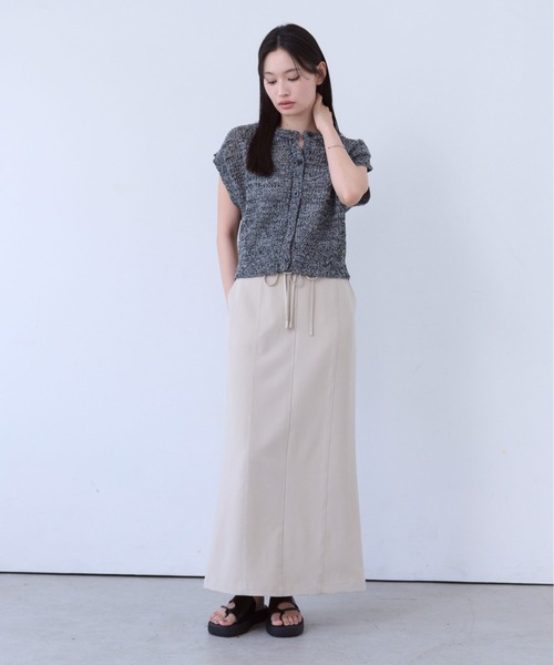 SOYEN(ソイエン)の「2WAY透かし編みメッシュニットタンクベスト(Tシャツ/カットソー・レディース・ベージュ/ブラック・F)」の10枚目の写真