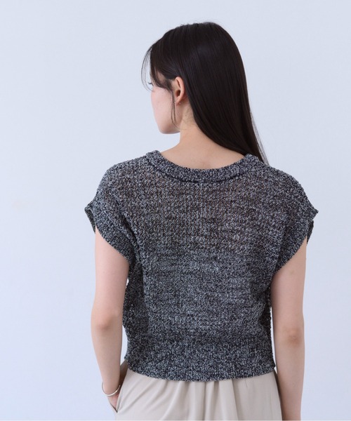 SOYEN(ソイエン)の「2WAY透かし編みメッシュニットタンクベスト(Tシャツ/カットソー・レディース・ベージュ/ブラック・F)」の12枚目の写真