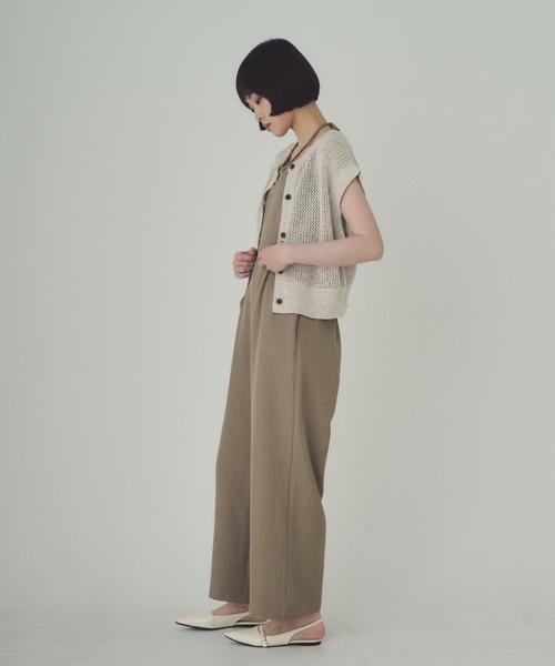 SOYEN(ソイエン)の「2WAY透かし編みメッシュニットタンクベスト(タンクトップ・レディース・ベージュ/ブラック・F)」の8枚目の写真