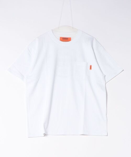 UNIVERSAL OVERALL(ユニバーサルオーバーオール)の「【UNIVERSAL OVERALL】BARBER SHOP S/ST U2613219G-C(Tシャツ/カットソー・レディース・ホワイト/ネイビー・XL/L/M/S)」の1枚目の写真