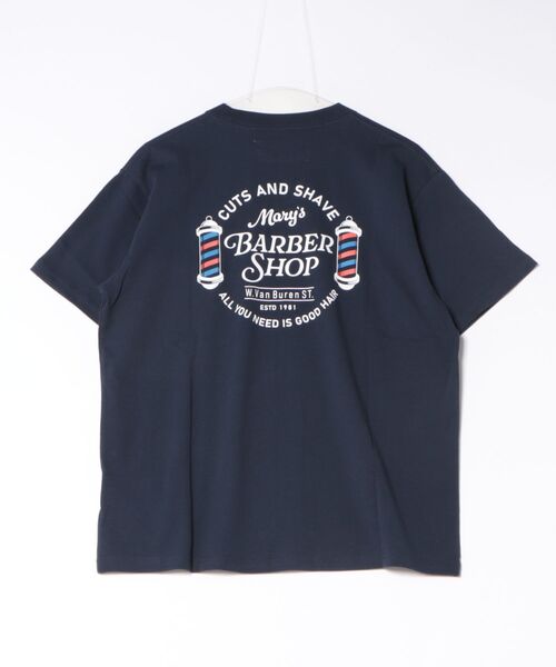 UNIVERSAL OVERALL(ユニバーサルオーバーオール)の「【UNIVERSAL OVERALL】BARBER SHOP S/ST U2613219G-C(Tシャツ/カットソー・レディース・ホワイト/ネイビー・XL/L/M/S)」の3枚目の写真