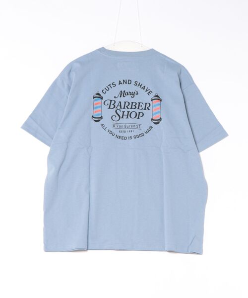UNIVERSAL OVERALL(ユニバーサルオーバーオール)の「【UNIVERSAL OVERALL】BARBER SHOP S/ST U2613219G-C(Tシャツ/カットソー・レディース・ホワイト/ネイビー・XL/L/M/S)」の5枚目の写真