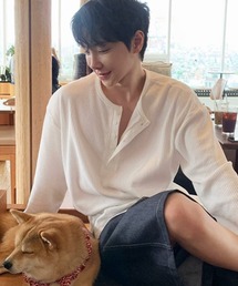 NOWLE（ノウル）の「【NOWLE】ヘンリーネック ワッフル ルーズ ロンT / ライトサーマル カットソー（Tシャツ/カットソー）」