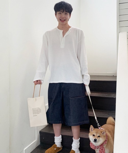 NOWLE(ノウル)の「【NOWLE】ヘンリーネック ワッフル ルーズ ロンT / ライトサーマル カットソー(Tシャツ/カットソー・メンズ・ブラック/ホワイト・LARGE/X-LARGE/MEDIUM)」の8枚目の写真