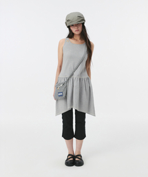 JERSEY SHIRRING LAYERED DRESS, MELANGE