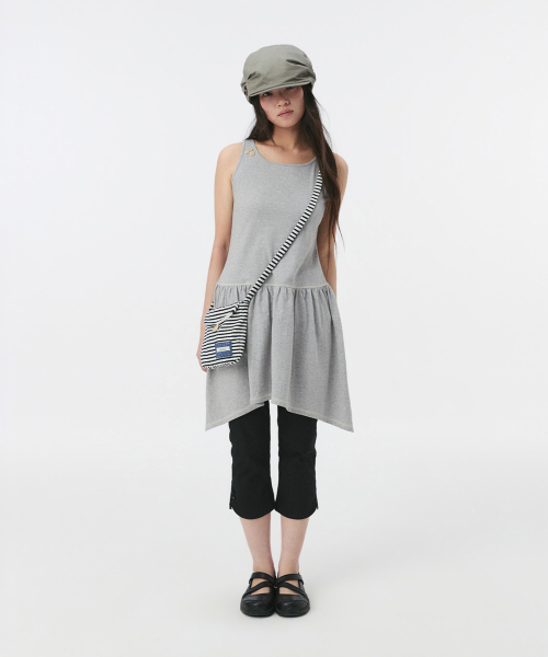JERSEY SHIRRING LAYERED DRESS, MELANGE（ワンピース）｜OHESHIO 