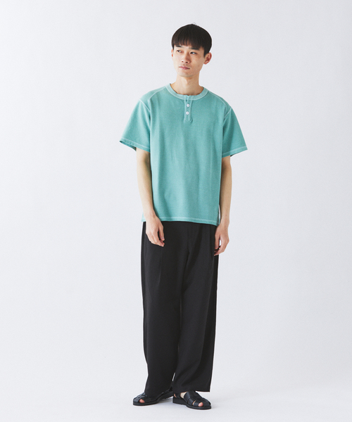 JOURNAL STANDARD relume(ジャーナルスタンダード レリューム)の「製品染め ワッフル調 ピケ ヘンリーネックTシャツ(Tシャツ/カットソー・メンズ・ナチュラル/ライトイエロー/エメラルドブルー/ブラックミックス・MEDIUM/LARGE)」の8枚目の写真