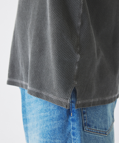 JOURNAL STANDARD relume(ジャーナルスタンダード レリューム)の「製品染め ワッフル調 ピケ ヘンリーネックTシャツ(Tシャツ/カットソー・メンズ・ナチュラル/ライトイエロー/エメラルドブルー/ブラックミックス・MEDIUM/LARGE)」の11枚目の写真