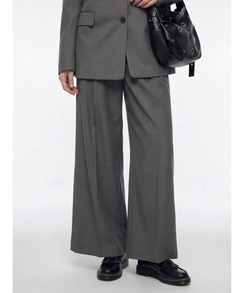 TAJEN:T(タジェント)の「【TAJEN:T】DOUBLE WAIST WIDE SLACKS/ダブルウエストワイドスラックス(スラックス・レディース・グレー/ブラック・2/1)」の2枚目の写真