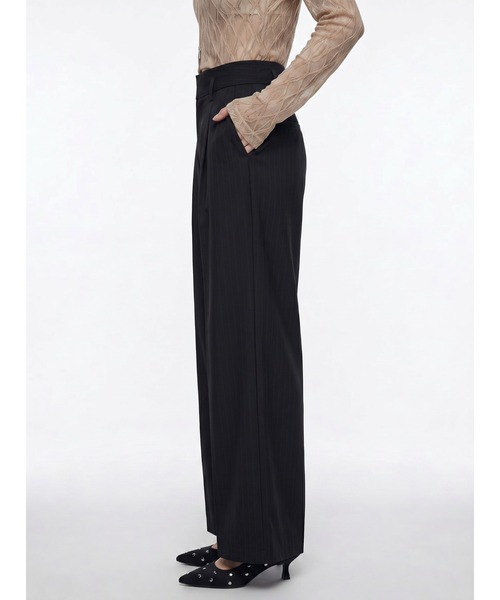 TAJEN:T(タジェント)の「【TAJEN:T】DOUBLE WAIST WIDE SLACKS/ダブルウエストワイドスラックス(スラックス・レディース・グレー/ブラック・2/1)」の13枚目の写真