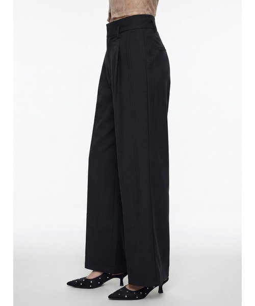 TAJEN:T(タジェント)の「【TAJEN:T】DOUBLE WAIST WIDE SLACKS/ダブルウエストワイドスラックス(スラックス・レディース・グレー/ブラック・2/1)」の12枚目の写真