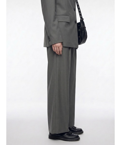 TAJEN:T(タジェント)の「【TAJEN:T】DOUBLE WAIST WIDE SLACKS/ダブルウエストワイドスラックス(スラックス・レディース・グレー/ブラック・2/1)」の6枚目の写真