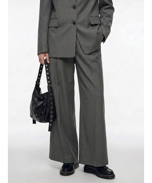 TAJEN:T(タジェント)の「【TAJEN:T】DOUBLE WAIST WIDE SLACKS/ダブルウエストワイドスラックス(スラックス・レディース・グレー/ブラック・2/1)」の5枚目の写真