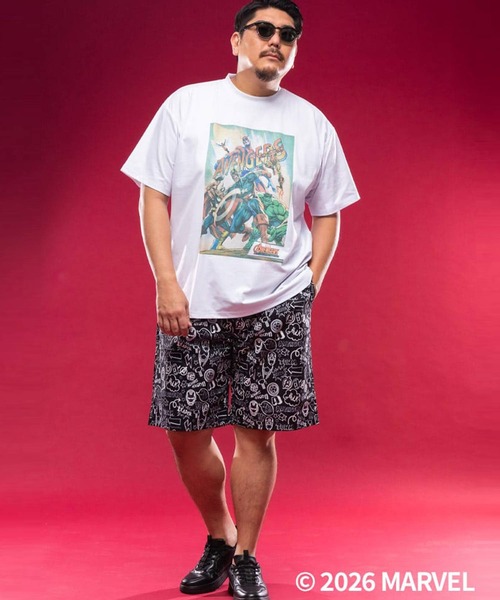 SAKAZEN(サカゼン)の「「MARVEL」 ショートパンツ ハーフパンツ 短パン メンズ 大きいサイズ 水着 「アベンジャーズ」「マーベル」 水陸両用 レジャー アウトドア サカゼン80周年記念 オリジナルデザイン(その他パンツ・メンズ・ブラック・X3(6L~7L)/X2(4L~5L)/X1(3L~4L))」の8枚目の写真