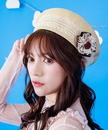 axes femme（アクシーズファム）の「ブローチ付きレース雑材ベレー（ハット）」
