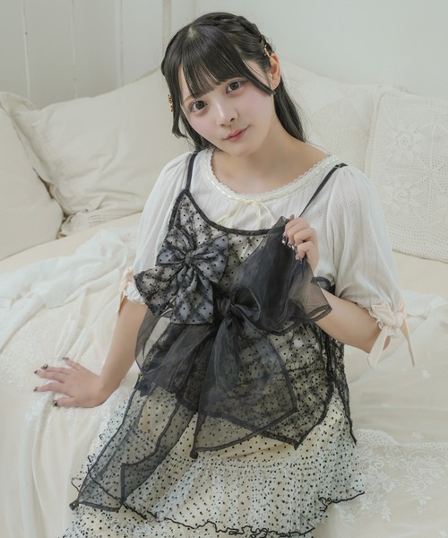kutir（クティール）の「【クティールとレトロ】 袖リボンカットソー（Tシャツ/カットソー・レディース・オフホワイト/アイボリー/ピンク/グリーン/ホワイト系その他・FREE）」の6枚目の写真