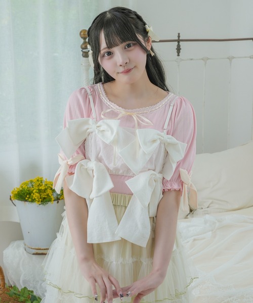 kutir（クティール）の「【クティールとレトロ】 袖リボンカットソー（Tシャツ/カットソー・レディース・オフホワイト/アイボリー/ピンク/グリーン/ホワイト系その他・FREE）」の8枚目の写真