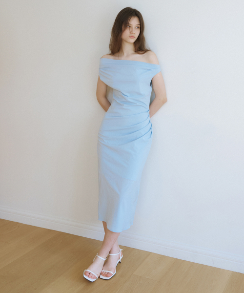 REORG(リオルグ)の「WA UNBALANCED DRAPE SLEEVELESS OPS SKY BLUE(ワンピース・レディース・その他・SMALL/MEDIUM)」の2枚目の写真