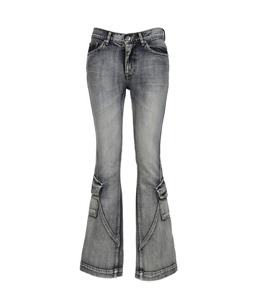 BOHEMSEO(ボヘミアンソウル)の「WASHED BLUE CARGO BOOTCUT(デニムパンツ・レディース・ブルー・LARGE/MEDIUM/SMALL)」の1枚目の写真