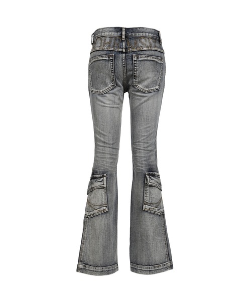 BOHEMSEO(ボヘミアンソウル)の「WASHED BLUE CARGO BOOTCUT(デニムパンツ・レディース・ブルー・LARGE/MEDIUM/SMALL)」の2枚目の写真