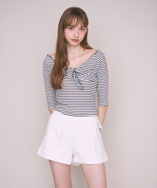 Noelie(ノエリー)の「リブフロントリボンT(Tシャツ/カットソー・レディース・ホワイト/その他・FREE)」の3枚目の写真
