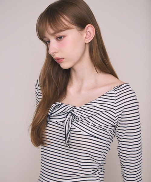 Noelie(ノエリー)の「リブフロントリボンT(Tシャツ/カットソー・レディース・ホワイト/その他・FREE)」の7枚目の写真