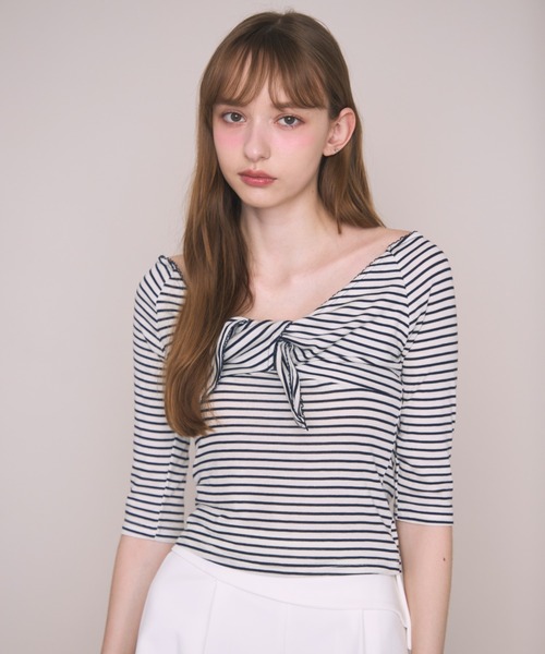 Noelie(ノエリー)の「リブフロントリボンT(Tシャツ/カットソー・レディース・ホワイト/その他・FREE)」の8枚目の写真
