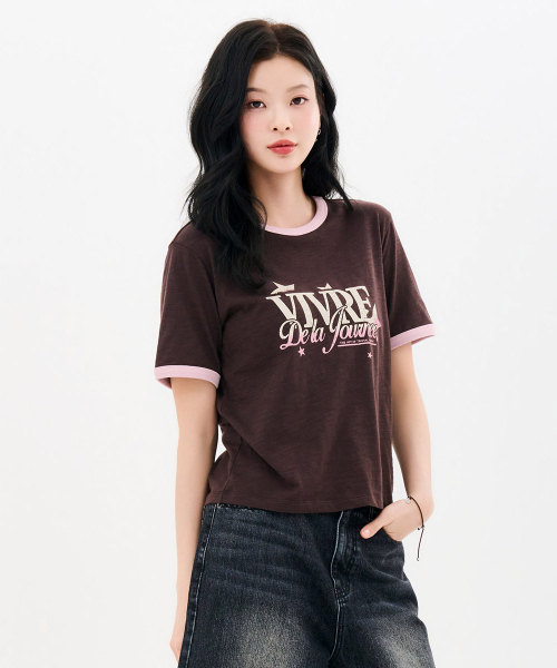 CHASECULT(チェイスカルト)の「レディーススラブリンガー半袖Tシャツ-FBRG5892D08(Tシャツ/カットソー・レディース・ブラウン・90/85)」の3枚目の写真