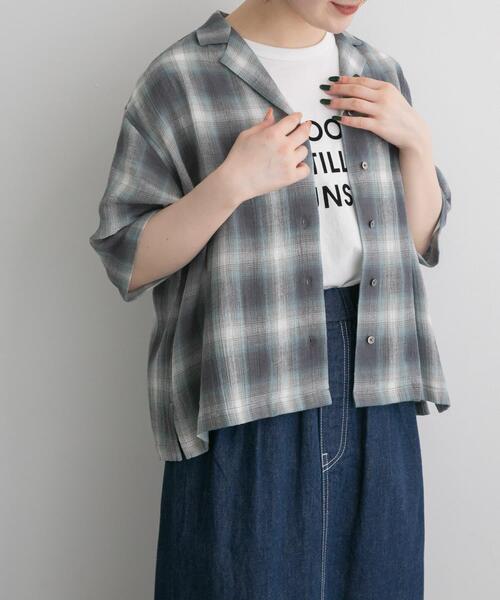 FORK&SPOON(フォークアンドスプーン)の「FORK&SPOON メッシュチェックシャツ(シャツ/ブラウス・レディース・グリーン系その他/ブラウン・1)」の1枚目の写真