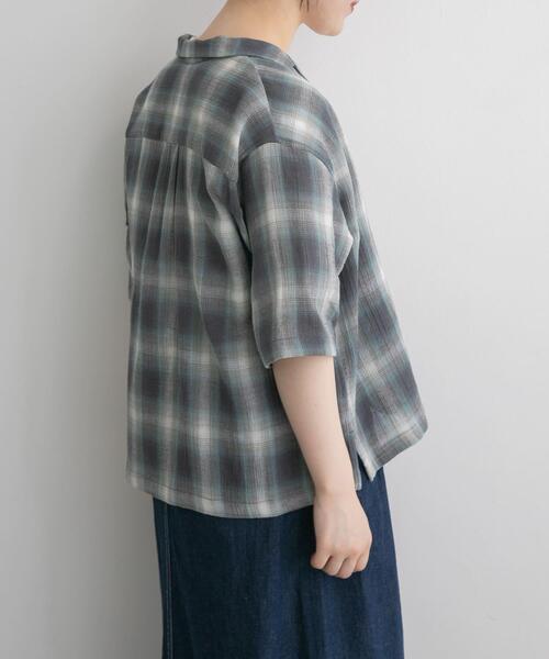 FORK&SPOON(フォークアンドスプーン)の「FORK&SPOON メッシュチェックシャツ(シャツ/ブラウス・レディース・グリーン系その他/ブラウン・1)」の7枚目の写真