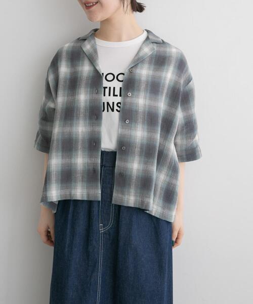 FORK&SPOON(フォークアンドスプーン)の「FORK&SPOON メッシュチェックシャツ(シャツ/ブラウス・レディース・グリーン系その他/ブラウン・1)」の8枚目の写真