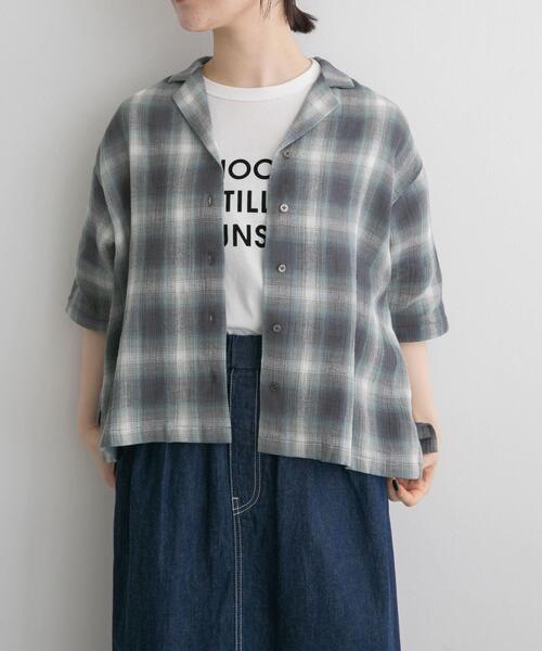 FORK&SPOON(フォークアンドスプーン)の「FORK&SPOON メッシュチェックシャツ(シャツ/ブラウス・レディース・グリーン系その他/ブラウン・1)」の9枚目の写真