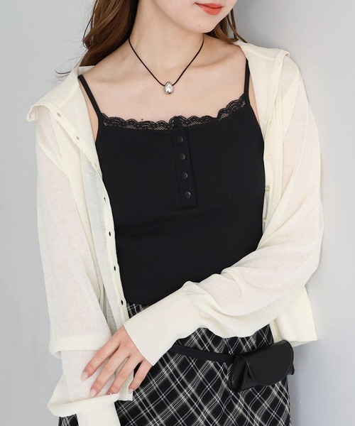 tiptop(ティップトップ)の「厚テレコヘンリーカップ付きキャミ(キャミソール・レディース・ホワイト系その他2/ホワイト系その他/ブラック系その他/ホワイト系その他3/ブラック/オフホワイト・FREE/SHORT)」の6枚目の写真