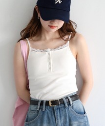 厚テレコヘンリーカップ付きキャミ