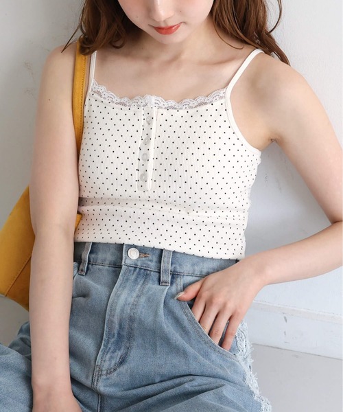 tiptop(ティップトップ)の「厚テレコヘンリーカップ付きキャミ(キャミソール・レディース・ホワイト系その他2/ホワイト系その他/ブラック系その他/ホワイト系その他3/ブラック/オフホワイト・FREE/SHORT)」の4枚目の写真