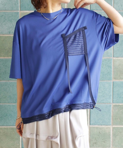 BITTOKO(ビットコ)の「メッシュポケットT(Tシャツ/カットソー・レディース・ブルー/ホワイト・FREE)」の15枚目の写真