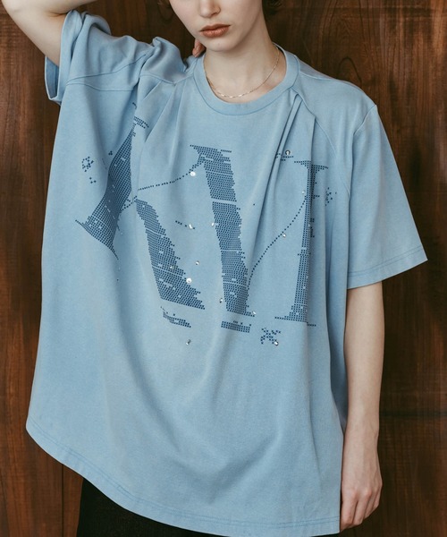 Knuth Marf(クヌースマーフ)の「【Knuth Marf】tuck detail oversized tee(Tシャツ/カットソー・レディース・ブラウン/ブラック/ブルー・FREE)」の1枚目の写真