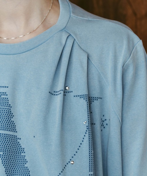 Knuth Marf(クヌースマーフ)の「【Knuth Marf】tuck detail oversized tee(Tシャツ/カットソー・レディース・ブラウン/ブラック/ブルー・FREE)」の11枚目の写真