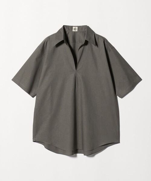 allery(アレリー)の「【別注】<allery>スキッパー ショートスリーブ シャツ(シャツ/ブラウス・メンズ・ブラウン系/ブラック・M/L)」の2枚目の写真