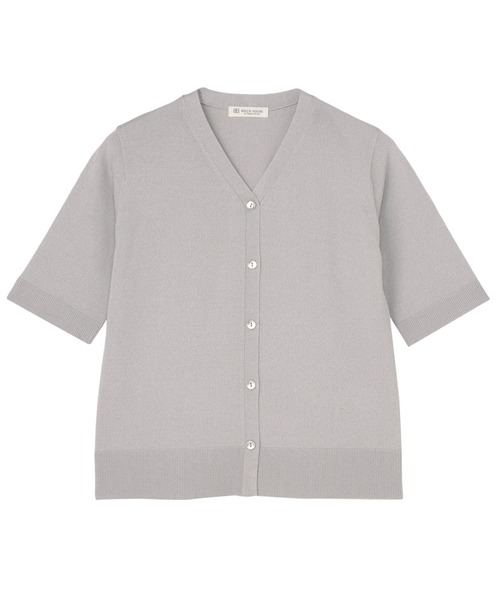 TOKYO SHIRTS(トウキョウシャツ)の「ドライレーヨン 半袖 Vネック カーディガン(カーディガン/ボレロ・レディース・ライトグレー・M/L/LL)」の1枚目の写真
