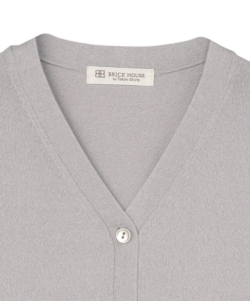 TOKYO SHIRTS(トウキョウシャツ)の「ドライレーヨン 半袖 Vネック カーディガン(カーディガン/ボレロ・レディース・ライトグレー・M/L/LL)」の3枚目の写真