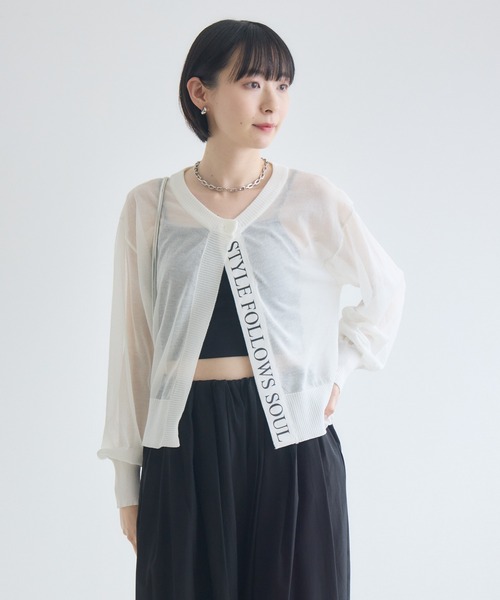 Paradise Picnic(パラダイスピクニック)の「シアーロゴトッパーカーディガン(カーディガン/ボレロ・レディース・ホワイト/ブルー/ブラック・FREE)」の2枚目の写真